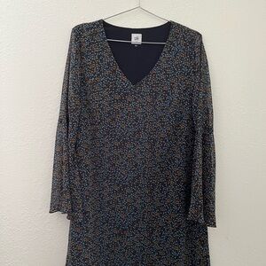 CAbi Black and Blue Long Sleeve Dress
